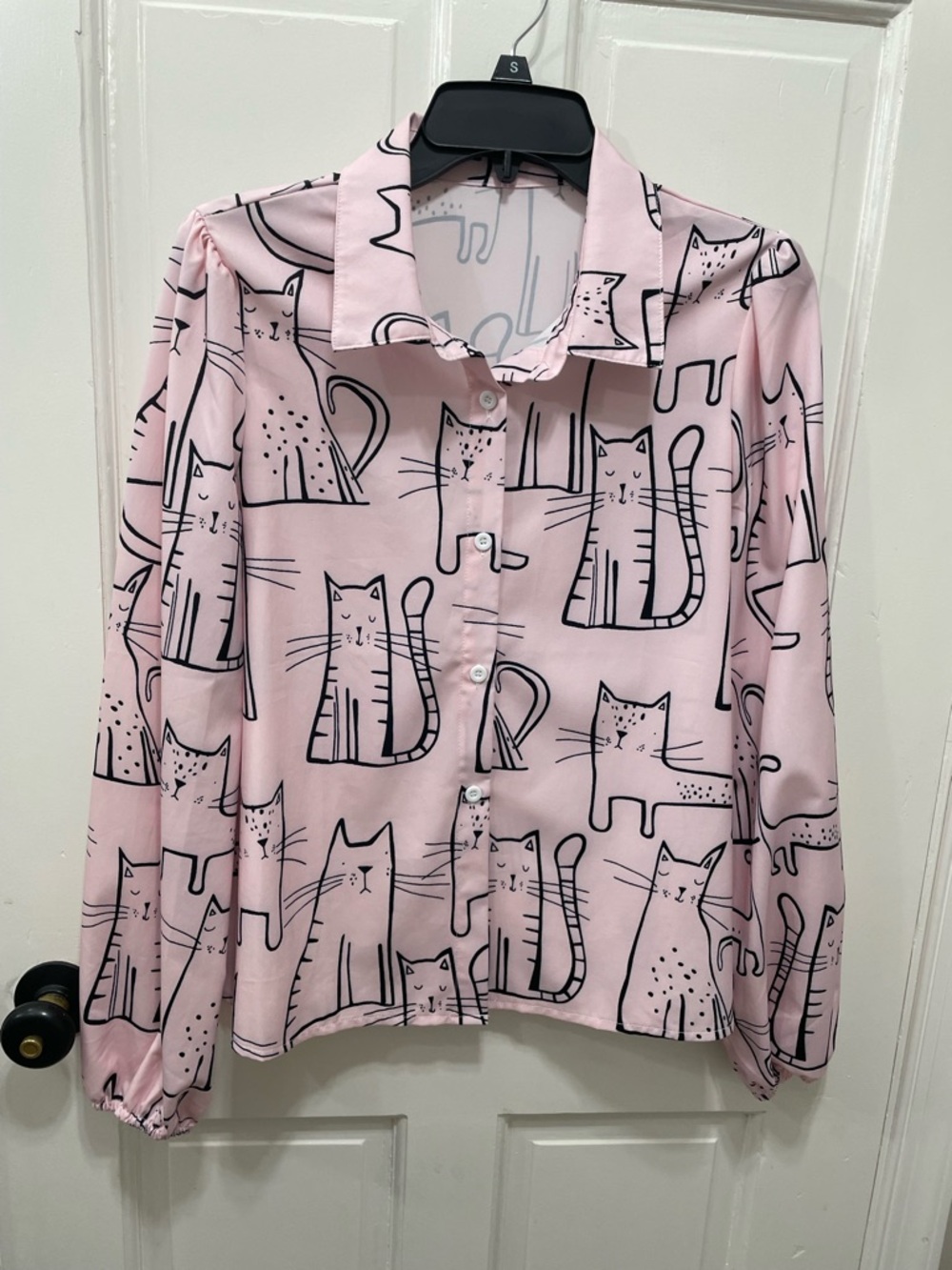 SHEIN Pink Cat Print Blouse